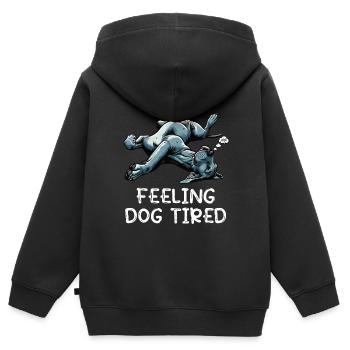 Se sentir fatigué Dogue Allemand Dogue Grand Dogue Chien - Sweat Premium à capuche zippé enfant bio - noir - Dos - AI Model Kid Male (0cm)