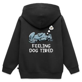 Se sentir fatigué Dogue Allemand Dogue Grand Dogue Chien - Sweat Premium à capuche zippé enfant bio - noir - Dos - AI Model Kid Male (0cm)