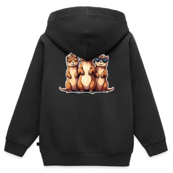 Sonnenbrillen-Meerkat Trio - Kinder Premium Organic Zip Hoodie - Schwarz - Hinten - AI Model Kid Male (0cm)