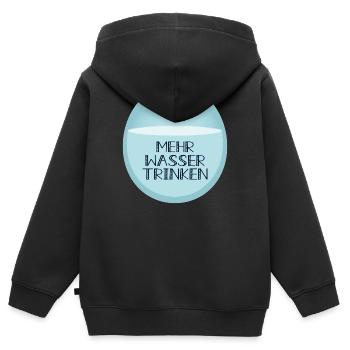 Mehr Wasser trinken - Kinder Premium Organic Zip Hoodie - Schwarz - Hinten - AI Model Kid Male (0cm)