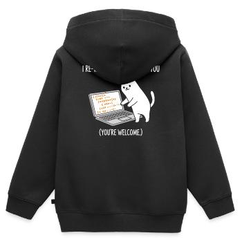 Code-Katze erklärt Aufgaben - Kinder Premium Organic Zip Hoodie - Schwarz - Hinten - AI Model Kid Male (0cm)