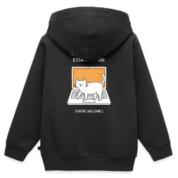Katzenschreiber am Laptop - Kinder Premium Organic Zip Hoodie - Schwarz - Hinten - AI Model Kid Male (0cm)