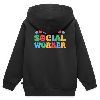Social Worker Quote Lil Social Worker Social Work - Kinder Premium Organic Zip Hoodie - Schwarz - Hinten - AI Model Kid Male (0cm)
