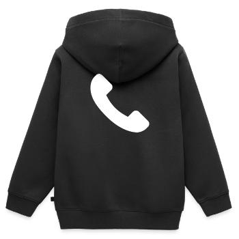 téléphone - Sweat Premium à capuche zippé enfant bio - noir - Dos - AI Model Kid Male (0cm)