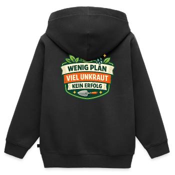 Wenig Plan Viel Unkraut Kein Erfolg - Kinder Premium Organic Zip Hoodie - Schwarz - Hinten - AI Model Kid Male (0cm)