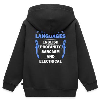 I Speak 4 Languages Tee - Kids Premium Organic Zip-up Hoodie - black - Back - AI Model Kid Male (0cm)