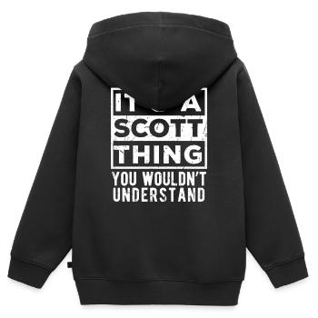 Das ist eine Scott-Sache, die du nicht verstehen würdest - Kinder Premium Organic Zip Hoodie - Schwarz - Hinten - AI Model Kid Male (0cm)