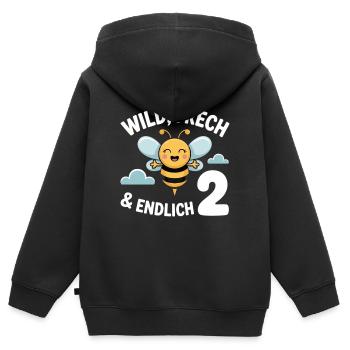 Bienchen Endlich 2 Jahre Mädchen Geburtstagsmotiv - Kinder Premium Organic Zip Hoodie - Schwarz - Hinten - AI Model Kid Male (0cm)