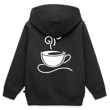 Kaffeetasse Skizzenlinie Dampf - Kinder Premium Organic Zip Hoodie - Schwarz - Hinten - AI Model Kid Male (0cm)
