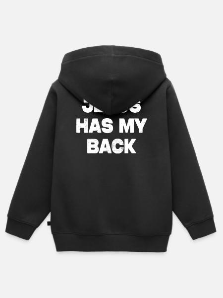 Jesus Has My Back - Kinder Premium Organic Zip Hoodie - Schwarz