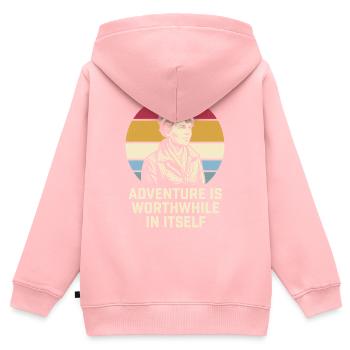 Amelia Earhart Das Abenteuer ist lohnenswert - Kinder Premium Organic Zip Hoodie - Rosa - Hinten - AI Model Kid Female (0cm)