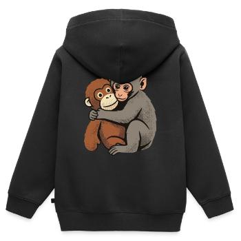 Baby Monkey Punch - Kinder Premium Organic Zip Hoodie - Schwarz - Hinten - AI Model Kid Male (0cm)