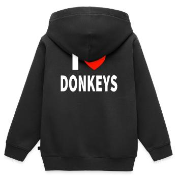 Esel - Kinder Premium Organic Zip Hoodie - Schwarz - Hinten - AI Model Kid Male (0cm)