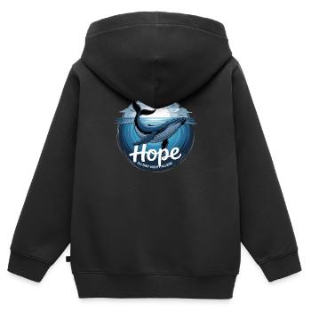 Der Buckelwal Hope/Timmy in der Ostsee - Kinder Premium Organic Zip Hoodie - Schwarz - Hinten - AI Model Kid Male (0cm)