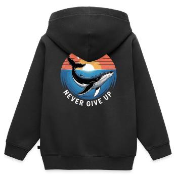 Hope/ Timmy der Wal in der Ostsee - Kinder Premium Organic Zip Hoodie - Schwarz - Hinten - AI Model Kid Male (0cm)