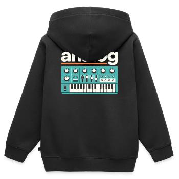 Musique rétro à synthétiseur analogique - Sweat Premium à capuche zippé enfant bio - noir - Dos - AI Model Kid Male (0cm)