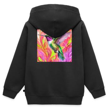 Kolibri - Kinder Premium Organic Zip Hoodie - Schwarz - Hinten - AI Model Kid Male (0cm)