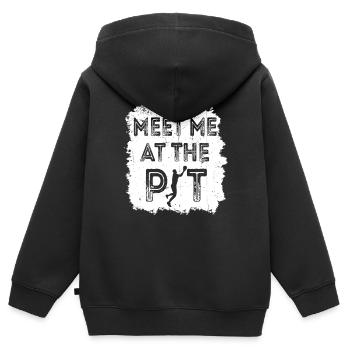 Triff mich im Dot - Kinder Premium Organic Zip Hoodie - Schwarz - Hinten - AI Model Kid Male (0cm)
