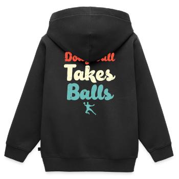 Le ballon au prisonnier prend des balles - Sweat Premium à capuche zippé enfant bio - noir - Dos - AI Model Kid Male (0cm)