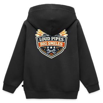 Lautrohre Großes Lächeln - Kinder Premium Organic Zip Hoodie - Schwarz - Hinten - AI Model Kid Male (0cm)