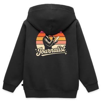 Journalist - Kinder Premium Organic Zip Hoodie - Schwarz - Hinten - AI Model Kid Male (0cm)
