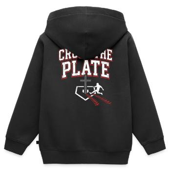 Cross The Plate Christlicher Baseball Glaube Jesus - Kinder Premium Organic Zip Hoodie - Schwarz - Hinten - AI Model Kid Male (0cm)