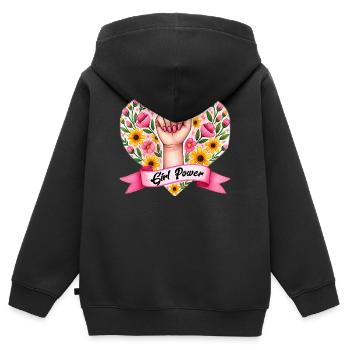 Girl Power - Kids Premium Organic Zip-up Hoodie - black - Back - AI Model Kid Male (0cm)