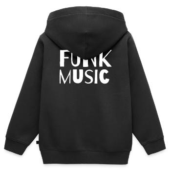 Musique funk Typographie rétro audacieuse - Sweat Premium à capuche zippé enfant bio - noir - Dos - AI Model Kid Male (0cm)