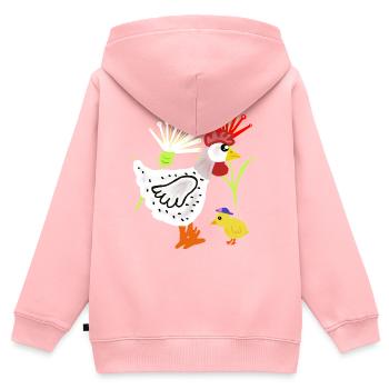 Fleurs de poulet poussin Poulet Retro Kids - Sweat Premium à capuche zippé enfant bio - rose - Dos - AI Model Kid Female (0cm)