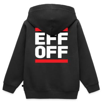 Slogan in Rot-Weiß - Kinder Premium Organic Zip Hoodie - Schwarz - Hinten - AI Model Kid Male (0cm)