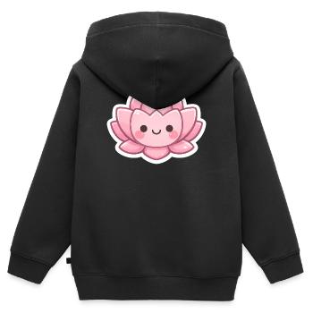 Kawaii Lotus Blossom Pink - Kids Premium Organic Zip-up Hoodie - black - Back - AI Model Kid Male (0cm)