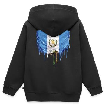 Guatemala Flagge Schmelz-Effekt - Kinder Premium Organic Zip Hoodie - Schwarz - Hinten - AI Model Kid Male (0cm)