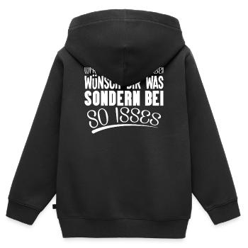 wir sind hier nicht bei wünsch dir was - Kinder Premium Organic Zip Hoodie - Schwarz - Hinten - AI Model Kid Male (0cm)