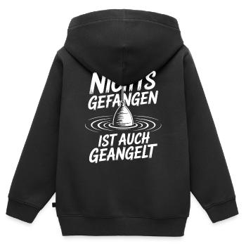 Nichts Gefangen Ist auch Geangelt - Kinder Premium Organic Zip Hoodie - Schwarz - Hinten - AI Model Kid Male (0cm)