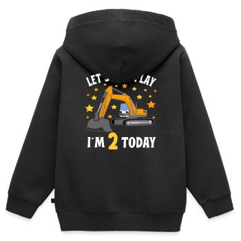 2nd Birthday Boy 2nd Birthday Excavator - Kids Premium Organic Zip-up Hoodie - black - Back - AI Model Kid Male (0cm)