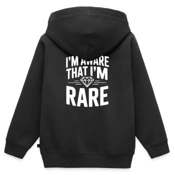 Je sais que je suis rare - Sweat Premium à capuche zippé enfant bio - noir - Dos - AI Model Kid Male (0cm)