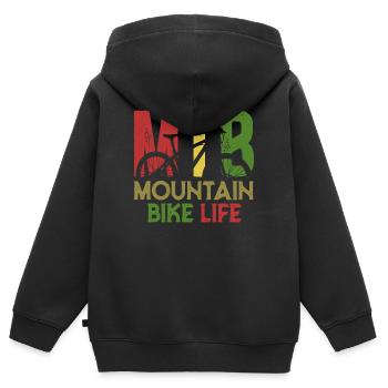 MTB Mountainbike Life Retro-Grafik - Kinder Premium Organic Zip Hoodie - Schwarz - Hinten - AI Model Kid Male (0cm)