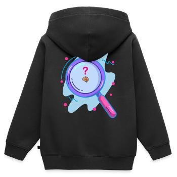 Gehirn mit der Lupe suchen - Kinder Premium Organic Zip Hoodie - Schwarz - Hinten - AI Model Kid Male (0cm)