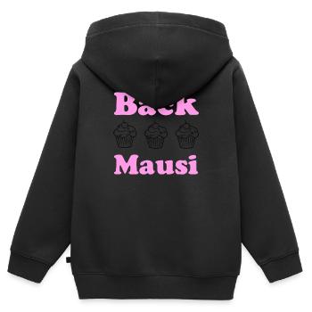 Back Mausi – Lustiges Geschenk Backen & Konditorin - Kinder Premium Organic Zip Hoodie - Schwarz - Hinten - AI Model Kid Male (0cm)