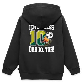 Ich Schiess 10. Tor Lustig 10. Geburtstag Fußball - Kinder Premium Organic Zip Hoodie - Schwarz - Hinten - AI Model Kid Male (0cm)