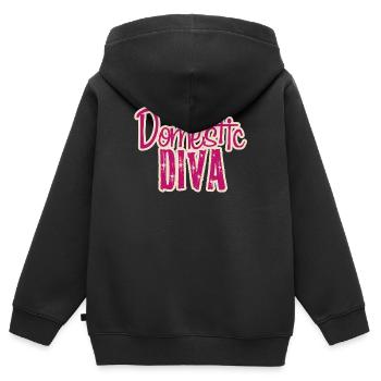 Diva domestique - Sweat Premium à capuche zippé enfant bio - noir - Dos - AI Model Kid Male (0cm)