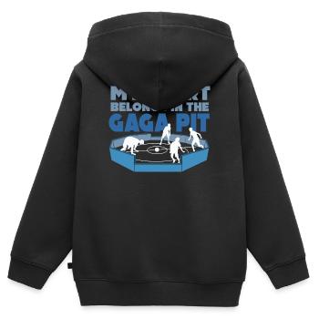 Mein Herz gehört in die Gaga-Grube - Kinder Premium Organic Zip Hoodie - Schwarz - Hinten - AI Model Kid Male (0cm)