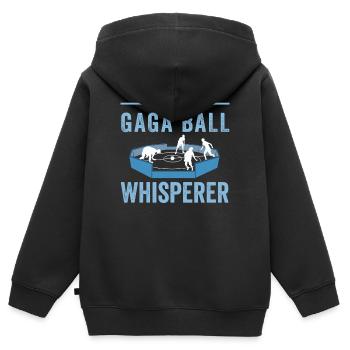 Gaga-Kugel-Flüsterer - Kinder Premium Organic Zip Hoodie - Schwarz - Hinten - AI Model Kid Male (0cm)