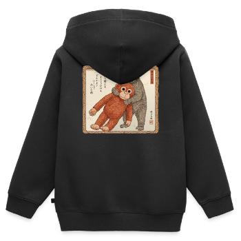 Ukiyo-e Baby Monkey Punch - Kinder Premium Organic Zip Hoodie - Schwarz - Hinten - AI Model Kid Male (0cm)