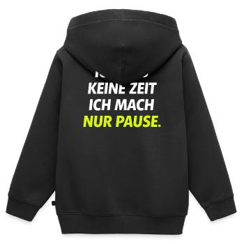 Ich hab keine Zeit Nur Pause - Kinder Premium Organic Zip Hoodie - Schwarz - Hinten - AI Model Kid Male (0cm)