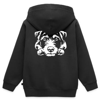 Jack Russell Terrier "Black Edition" - Kinder Premium Organic Zip Hoodie - Schwarz - Hinten - AI Model Kid Male (0cm)