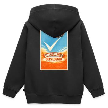 Ce qui monte est enregistré | Observateur d’avions - Sweat Premium à capuche zippé enfant bio - noir - Dos - AI Model Kid Male (0cm)