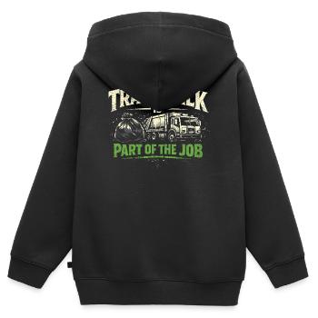 Les insultes en font partie | Collecte d’ordures, humour - Sweat Premium à capuche zippé enfant bio - noir - Dos - AI Model Kid Male (0cm)