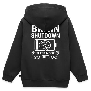 Mode veille Mode veille Humour Batterie vide - Sweat Premium à capuche zippé enfant bio - noir - Dos - AI Model Kid Male (0cm)