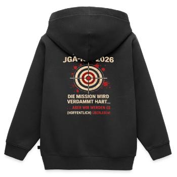 Mission JGA-Kai 2026 Zielscheibe - Kinder Premium Organic Zip Hoodie - Schwarz - Hinten - AI Model Kid Male (0cm)